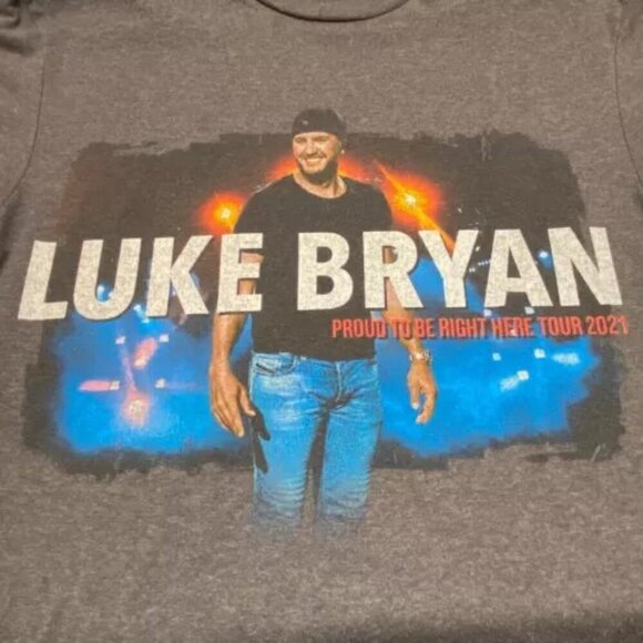Luke Bryan Tour 2021 Concert Tee Men's Small Gray District Graphic Logo T-Shirt - Picture 7 of 8